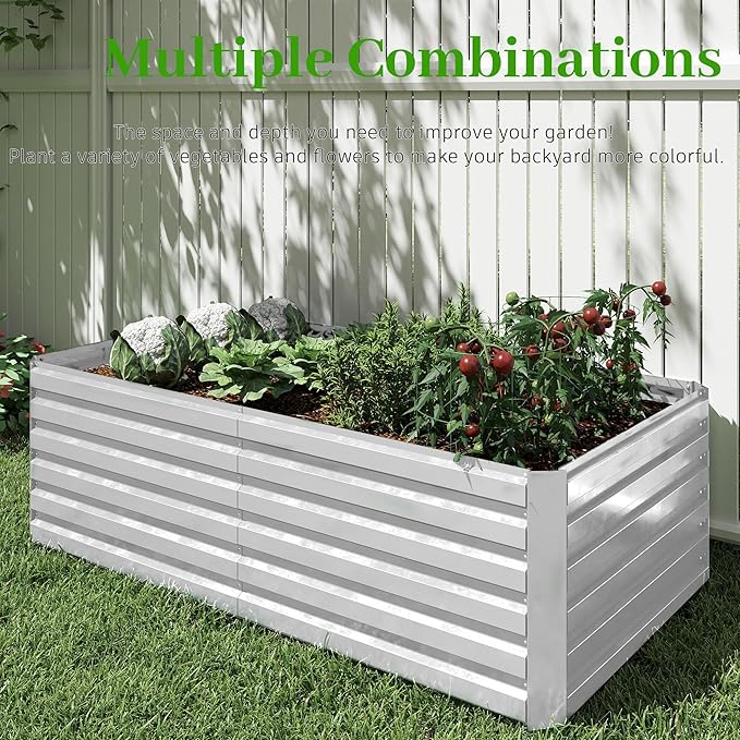 6x3x2 ft Raised Garden Bed, Large Metal Planter Raised Beds, Planters for Outdoor Plants for Vegetables, Flowers, Herbs, Fruits, and Succulents.(2 Pcs)