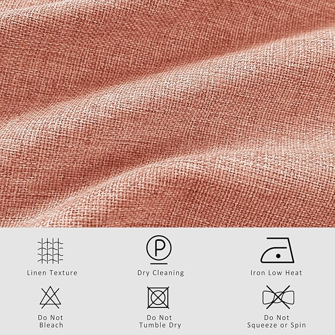 Macochico 100”Wx96”L Pinch Pleated 100% Blackout Linen Curtains Thermal Sliding Curtains for Bedroom Living Room Sliding Glass Door Farmhouse Shabby Chic Orange Drapery with Tieback 1 Panel