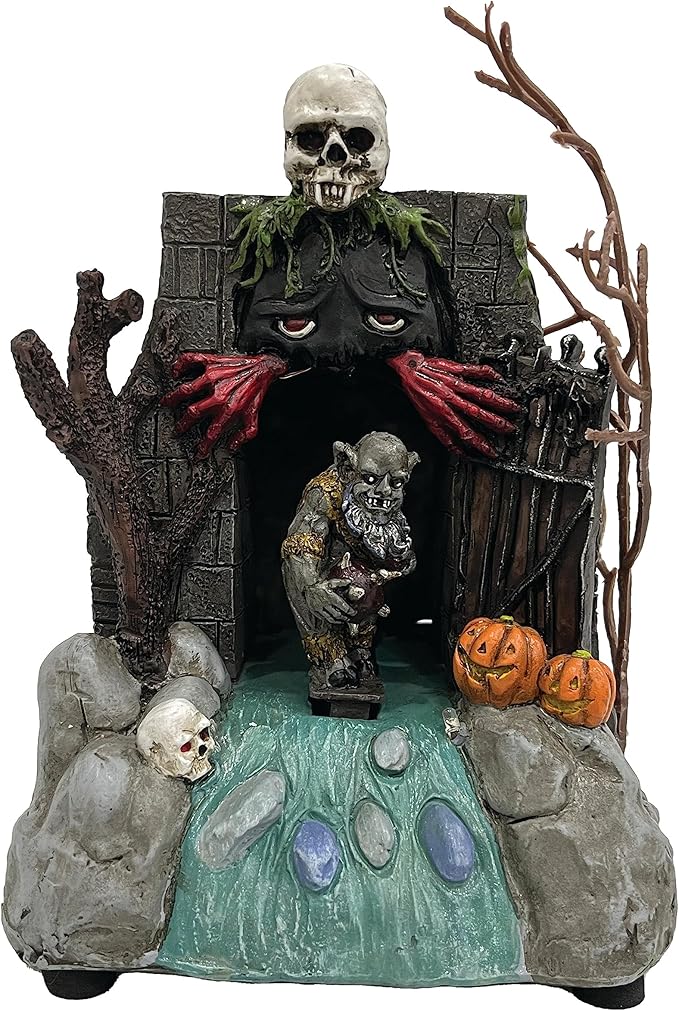 Animated Drainpipe Ghoul Halloween Figurine | Spooky Town Collection Accessories with Multi-Color LED, Motion and Sound for Halloween Decorations | 8.66 Inch