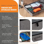 storageLAB Under Bed Storage Containers, Low Profile Underbed Organizers with Sturdy Handles, Dual Zippers, and Clear Windows, Ideal for Clothes, Pillows, and Blankets - 2 Pack, Low Profile, Gray