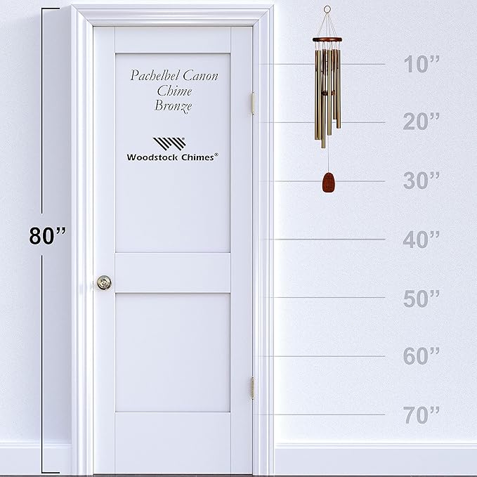 Woodstock Wind Chimes for Outside, Garden, Patio, Porch and Outdoor Decor (32") Pachelbel Canon Chime Bronze Wind Chime Gifts (PCCB)