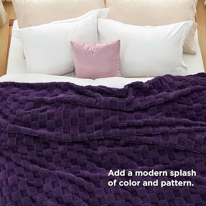 Bedsure GentleSoft Blankets Queen Size for Bed - Super Soft Cozy Blanket for Women Men Girls, Large Fuzzy Fleece Throw for Bedroom Decor, Purple, 90x90 Inches