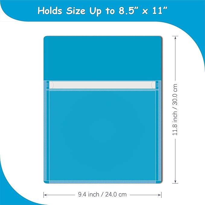 Magnetic Pocket 4 Pack – Self-Adhesive Magnetic Storage Pouch for Documents, Notes & Tools, Strong Magnet Backing for Fridge, Whiteboards, and Metal Surfaces (Assorted Colors 4Pcs)