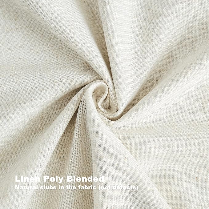 Vision Home Natural Pinch Pleated Full Blackout Curtains Linen Blended Room Darkening Window Curtains 95 inch for Living Room Bedroom Thermal Insulated Pinch Pleat Drapes with Hooks 2 Panel 40"Wx95"L