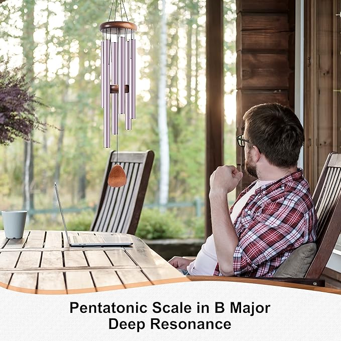 Large Aluminium Wind Chimes 37 Inches to Create a Zen Atmosphere Suitable for Outdoor, Garden, Patio Decoration. Classic Wind Chimes with Wind Catcher Suitable as A Gift for Unisex(Purple)