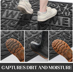 Yimobra Welcome Matt Outdoor 60x36, Waterproof All-Season Front Door Mat, All-Weather Doormat, Sturdy Natural Rubber, Fade Resistant, Low Profile, Easy Clean Patio Porch Entryway Mat, Grey