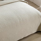 MarCielo 3-Piece 100% Cotton Oversized Bedspread Lightweight Quilt Coverlet Embroidery Farmhouse Bedding Set (TM Khaki Beige, Oversized Queen (100"x106"))
