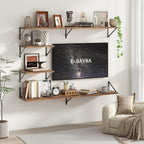 Floating Shelves 55 Inch Long, 10" Deep Floating Shelves, Wall Shelves 55 x 10, Set of 2, Wide Large Display Storage Shelves for Bathroom, Living Room, Rustic Wood Shelves with Brackets, Rustic Brown