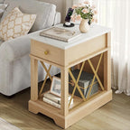 Farmhouse End Table with Charging Station & Drawer by YITAHOME