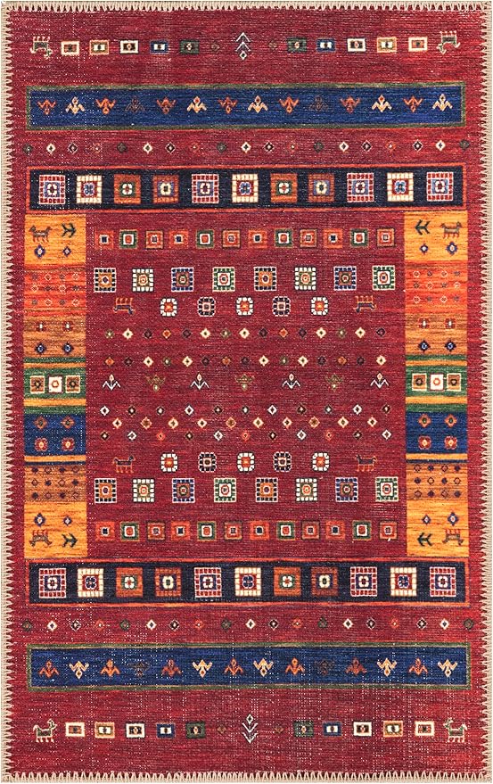 Keen Home Design 2x3 Rug - Machine Washable Entry Rug with Non-Slip Backing, Ideal for Enteryway, Kitchen, Bathroom, Laundry Room - Vintage, Easy Clean, Durable, Low Pile Rug - (2' x 3')