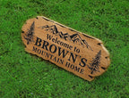 Personalized Cabin Sign - Rustic Wood Welcome Sign for Outdoor & Home Wall Decor - Customizable Farmhouse Decor, Backyard Sign & 3D Carving Wood Sign.3D carved decorative wooden plaques.