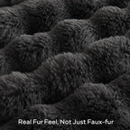 JELLYMONI Faux Fur Throw Blanket, Dark Grey, Cozy Plush Bubble Bed Throw, Thick and Warm, 50" X 60"