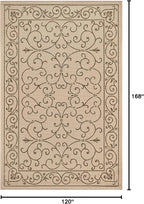 JONATHAN Y Vintage Filigree Indoor Outdoor Area Rug 10X14 Beige/Brown, Charleston Textured Weave for Backyard, Patio, Porch, Easy-Cleaning, High Traffic, Pet-Friendly, Non-Shedding (SMB106A-14)