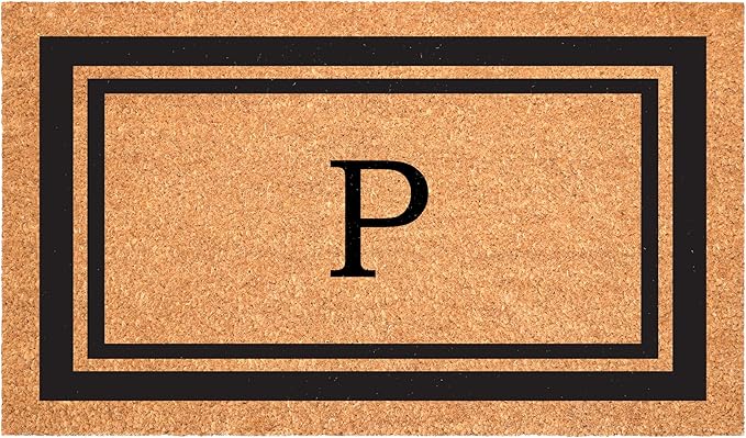 Calloway Mills 152961830P Black Border 18" x 30" Monogram Doormat, (Letter P)
