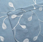 MIUCO Floral Embroidered Semi Sheer Curtains Faux Linen Grommet Window Curtain for Living Room 52 x 84 Inch 2 Panels, Dusty Blue