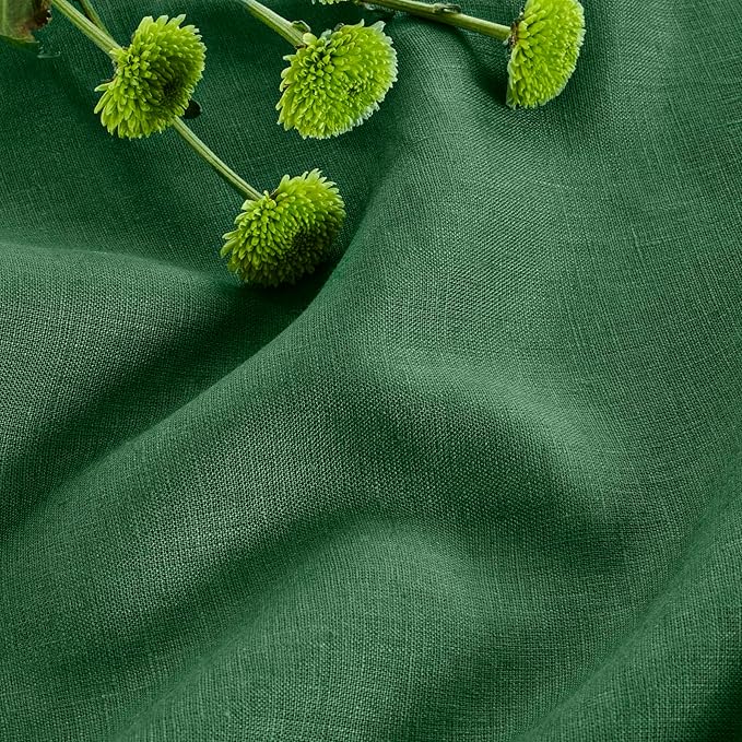 Solino Home Linen Pine Green Table Runner 120 Inches Long - 100% Pure Linen 14 x 120 Inch Table Runner for Fall, Autumn, Thanksgiving - Fete