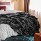 Bedsure GentleSoft Fluffy Black Blanket Cozy Gifts for Men, Black Home Decor Soft Fuzzy Plush Thick Warm Sherpa Fleece Faux Fur Throw Blanket for Couch Bed, Living Room College Dorm Decor, 50x60