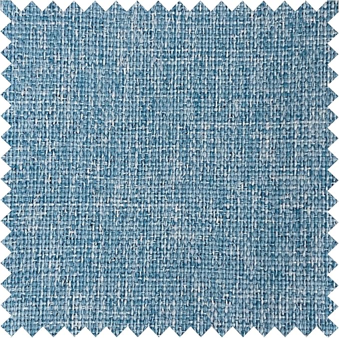 Macochico Pinch Pleated 100% Blackout Curtains Blue Linen Curtains for Bedroom Living Room Farmhouse Thermal Insulated Window Panels Pleated Curtains with Hooks and Tieback 52”Wx72”L 1 Panel