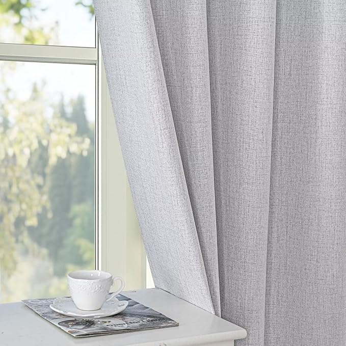 Blackout Curtains Customsize 1 Panel, 100% Blackout Textured Thermal Curtains, Grommet Privacy Light Blocking Drapes for Living Room Bedroom Luxury Decor(Customsize, White)
