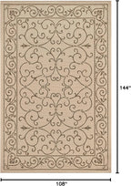 JONATHAN Y Vintage Filigree Indoor Outdoor Area Rug 9X12 Beige/Brown, Charleston Textured Weave for Backyard, Patio, Porch, Easy-Cleaning, High Traffic, Pet-Friendly, Non-Shedding (SMB106A-9)