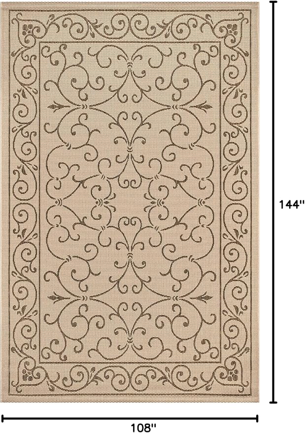 JONATHAN Y Vintage Filigree Indoor Outdoor Area Rug 9X12 Beige/Brown, Charleston Textured Weave for Backyard, Patio, Porch, Easy-Cleaning, High Traffic, Pet-Friendly, Non-Shedding (SMB106A-9)