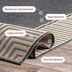 nuLOOM 6' 7" x 9' Outdoor Area Rug, Casual Design With Striped Border, Stain Resistant, Highly Durable, For Patio, Balcony, Bedroom, Living Room, Dining Room, Bathroom, Dark Grey