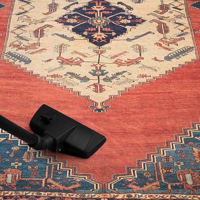 Keen Home Design 10x14 Rug - Machine Washable Area Rug with Non-Slip Backing, Ideal for Living Room, Dining Room, Bedroom - Vintage, Easy Clean, Durable, Low Pile Rug - (9'7" x 14')