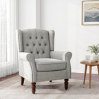 Accent Chair, Upholstered Armchair with Button Tufted High Back & Solid Wood Legs, Comfy Wingback Reading Single Sofa Chair for Small Spaces, Living Room, Bedroom (Light Grey, Set of 1)