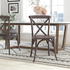 EMMA + OLIVER 2-Pack Gray Wash Dark Driftwood X-Back Chair