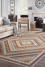 Keen Home Design 5x7 Rug - Machine Washable Area Rug with Non-Slip Backing, Ideal for Living Room, Dining Room, Bedroom - Vintage, Easy Clean, Durable, Low Pile Rug - (5' x 7')