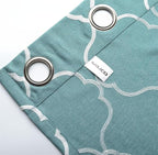 MIUCO Moroccan Embroidery Semi Sheers Curtain Faux Linen Grommet Window Curtains for Bedroom 52 x 95 Inch 2 Panels, Teal