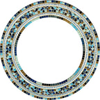 Mosaic Mirror, Wall Art Décor – Handcrafted Decorative Wall Mirror, Light and Navy Blue, Brown, Gray, and Black Round Mosaic