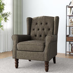 Lumibee High Back Accent Chair,Upholstered Wingback Armchair with Solid Wood Legs for Small Spaces,Comfy Single Sofa Chair for Living Room,Bedroom,Office-Taupe