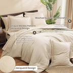 Monbix Full Size Comforter Set, Birch Marble Pattern Bedding Comforter for Full Size Bed Set, Reversible Bedding Sets 7 Pieces, Bed in a Bag with Comforter, Sheets, Pillowcases & Shams