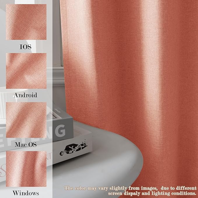 100" W x 96" L Faux Linen Room Divider Curtains, Full Blackout Pinch Pleated Drapes for Traverse Rod, Bedroom Divider Privacy Drapery with Hooks for Ceiling Track, 1 Panel, Orange