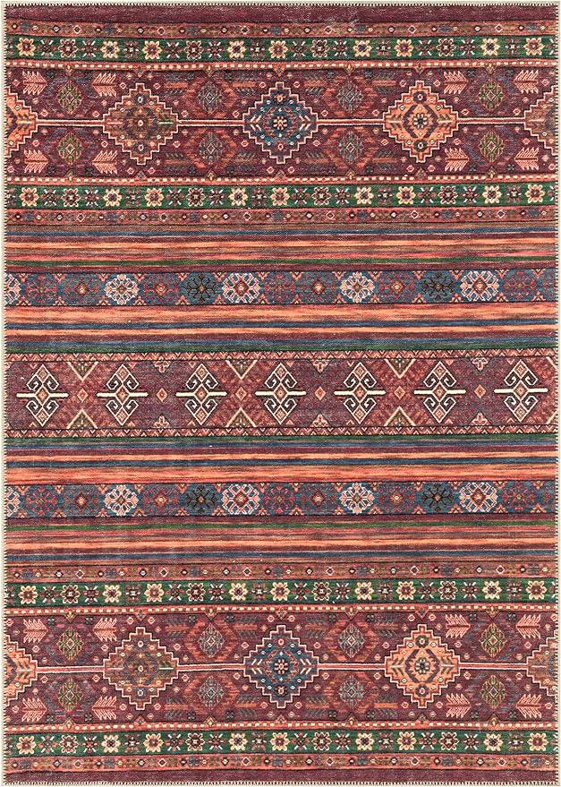 Keen Home Design 9x12 Rug - Machine Washable Area Rug with Non-Slip Backing, Ideal for Living Room, Dining Room, Bedroom - Vintage, Easy Clean, Durable, Low Pile Rug - (9' x 12')