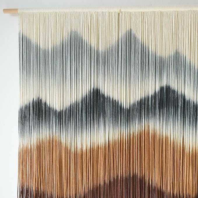 Macrame Wall Hanging Mountain Wall Art Dip-Dyed Macrame Wall Decor Modern Wall Decor Fiber Wall Art Craftsmanship 57" Wx35"L