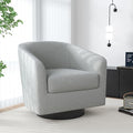 Swivel Barrel Accent Chair, Modern Round Chenille Fabric Arm Chair for Living Room, Bedroom, Comfy Club Reading Chairs for Adults（Chenille Fabric, Light Grey, Set of 1
