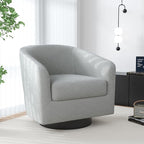 Swivel Barrel Accent Chair, Modern Round Chenille Fabric Arm Chair for Living Room, Bedroom, Comfy Club Reading Chairs for Adults（Chenille Fabric, Light Grey, Set of 1