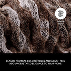 Mon Chateau Premium Reversible Luxury Faux Fur Throw for Couch, Sofa, or Bed - Plush Cozy Soft Blanket for Sleeping or Home Décor, 60" x 70" (Ruched Dark Brown)