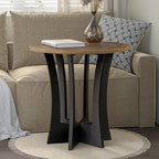 Farmhouse Round End Table with Criss-Cross Wood Legs