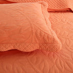 MarCielo 3-Piece 100% Cotton Oversized Bedspread Lightweight Quilt Coverlet Embroidery Farmhouse Bedding Set T0 (Salmon, Oversized Queen (100"x106"))