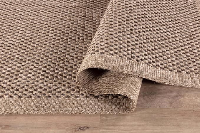 CAMILSON Easy Jute Rug 10x14, Indoor Outdoor Natural Color Fiber Area Rugs for Living Room Patio and Kitchen Rug, Sisal Boho Woven Design, Easy-Cleaning, Washable Outside Carpet Alfombras (10 x 14)