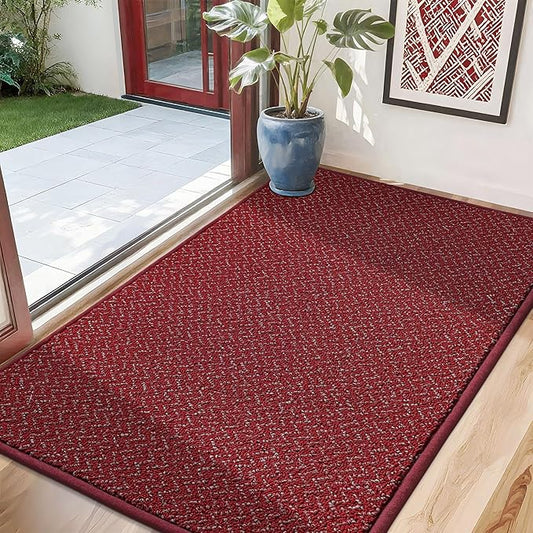 COSY HOMEER-Door-Mat 32"x48" Non Slip Absorbent Entryway Rugs Dirt Trapper Doormats Washable Entrance Mats Low Pile Welcome Floor Mat for Front Back Door and Entry Mats,Red