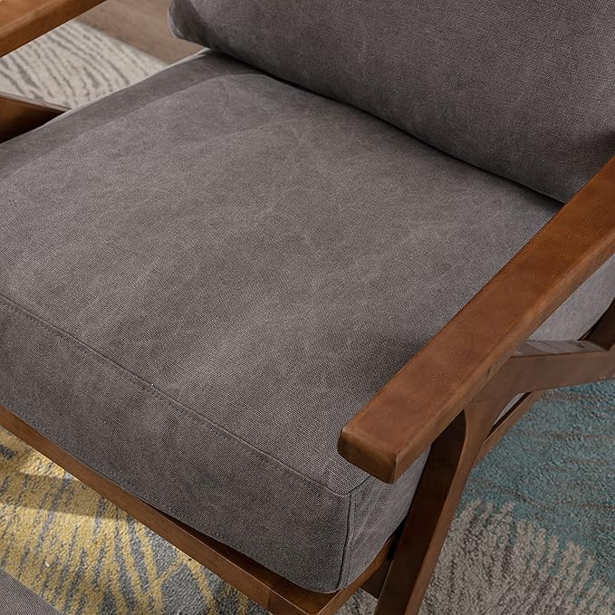 chairus Mid Century Accent Armchair Modern Upholstered Lounge Chair Compfy Leisure Arm Chair for Living Room Fireplace/Bedroom/Reception/Dorms, Denim Fabric Grey