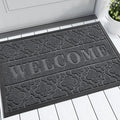 Yimobra Welcome Mat Outdoor Indoor, 36x24 All-Season Waterproof, All-Weather Heavy Duty Doormat, Low Profile Porch Patio Entrance Mat, Sturdy Natural Rubber, Dark Grey