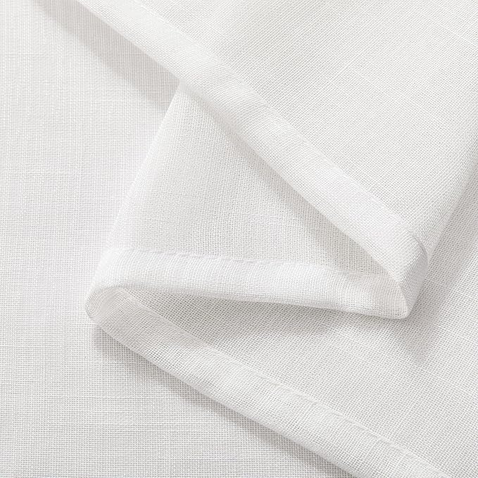 Joydeco Sheer Curtains 72 Inches Long, White Curtains for Living Room 2 Panels Set, Window Curtains Privacy Assured with Light Filtering(W52 x L72 Inch,Pure White)