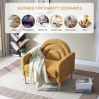 Accent Chair Reading Chair with Armrest, Small Comfy Chair for Small Spaces, Modern Linen Upholstered Armchair for Bedroom & Living Room, Single Sofa Chair with Wood Legs, Easy Assembly (Yellow)