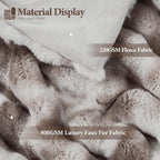 Touchat Luxury 1000GSM Rabbit Faux Fur Blanket, Super Heavy Warm Cozy Brown Blankets for Couch Bed Sofa, Ruched Plush Fuzzy Elegant Soft Reversible Mink Blanket Living Room Bedroom, 90" x 90"