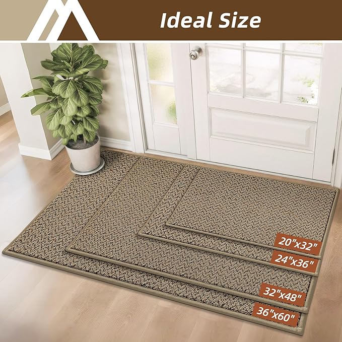 COSY HOMEER-Door-Mat 24"x36" Non Slip Absorbent Entryway Rugs Dirt Trapper Doormats Washable Entrance Mats Low Pile Welcome Floor Mat for Front Back Door and Entry Mats,Taupe